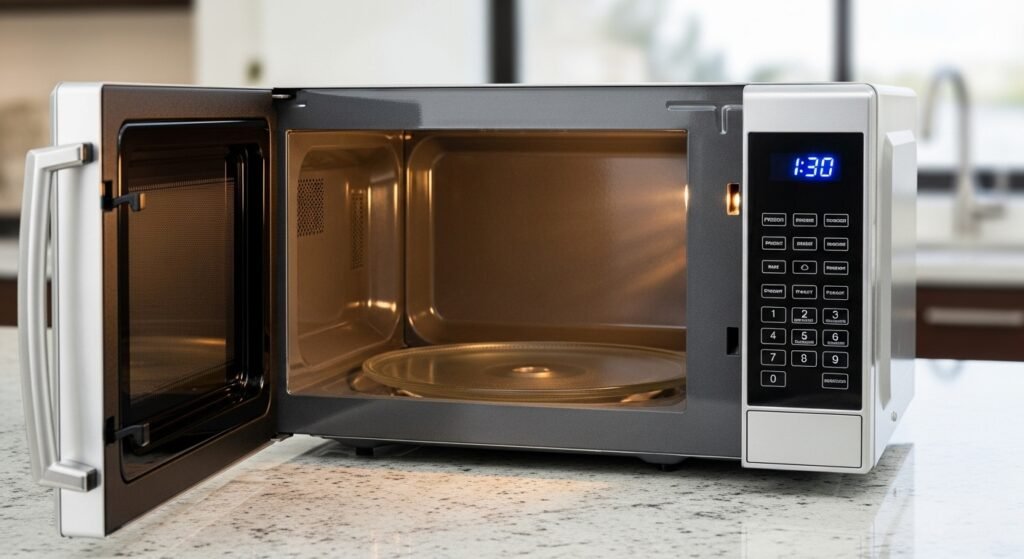 Micro-ondas de 20 litros com painel digital e design minimalista